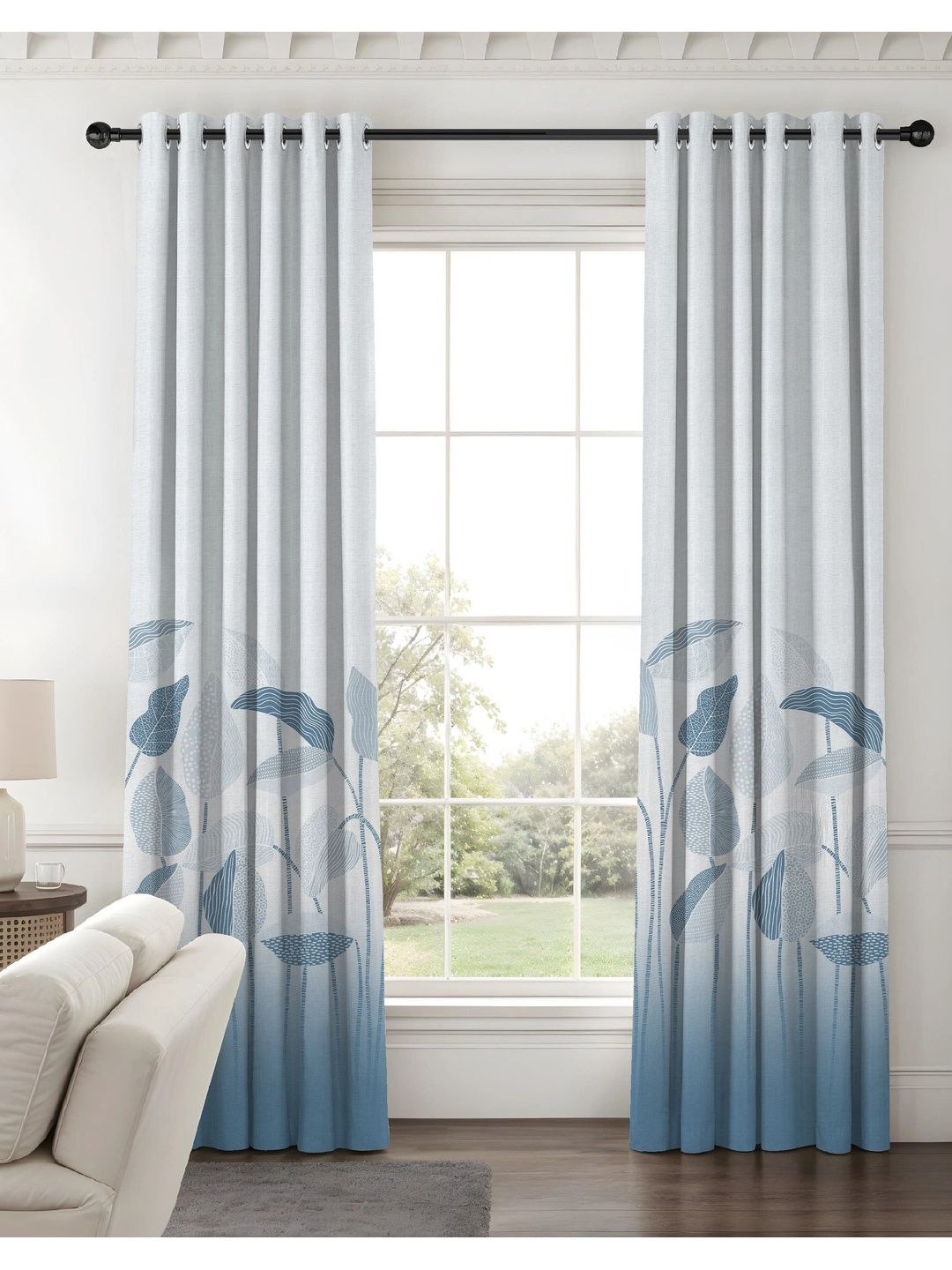 Nefertiti Home Blue Set of 2 Geometric Room Darkening Door Curtain-picture-22