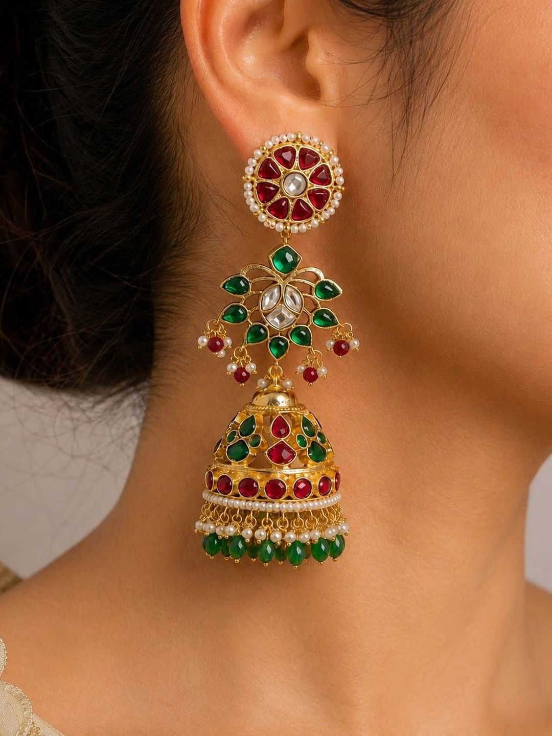 9ROCK Floral Jhumkas Earrings-image-24