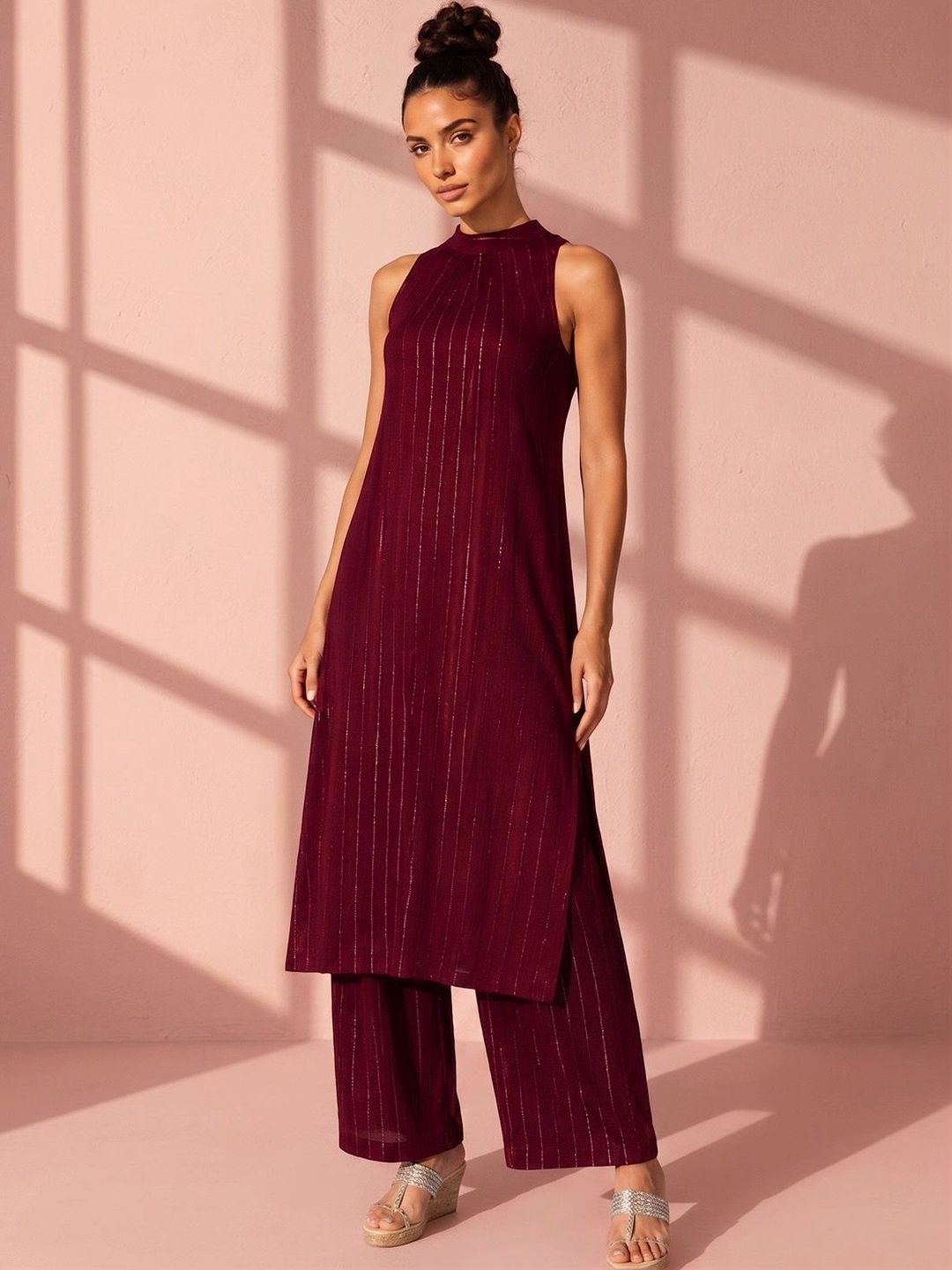Anouk Mirage Women Regular Silk Crepe Kurta with Palazzos-image-20