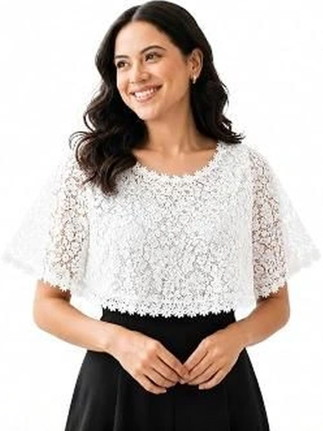 TRUNESS Women Party Embroidered Crop Sheer Shrug-picture-31