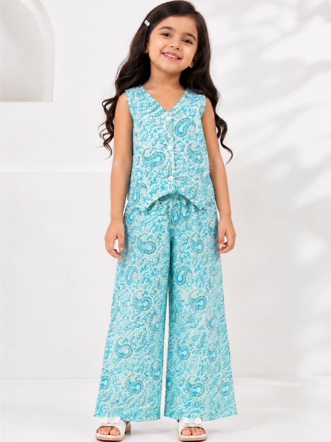 THE WEAVERS SHOP BY RAAVI Cotton Printed Top with Palazzos-picture-17