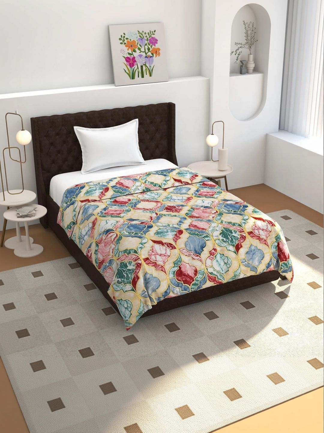 TINDLER KNOTS Yellow & Green Floral Printed Single Duvet Cover-picture-28