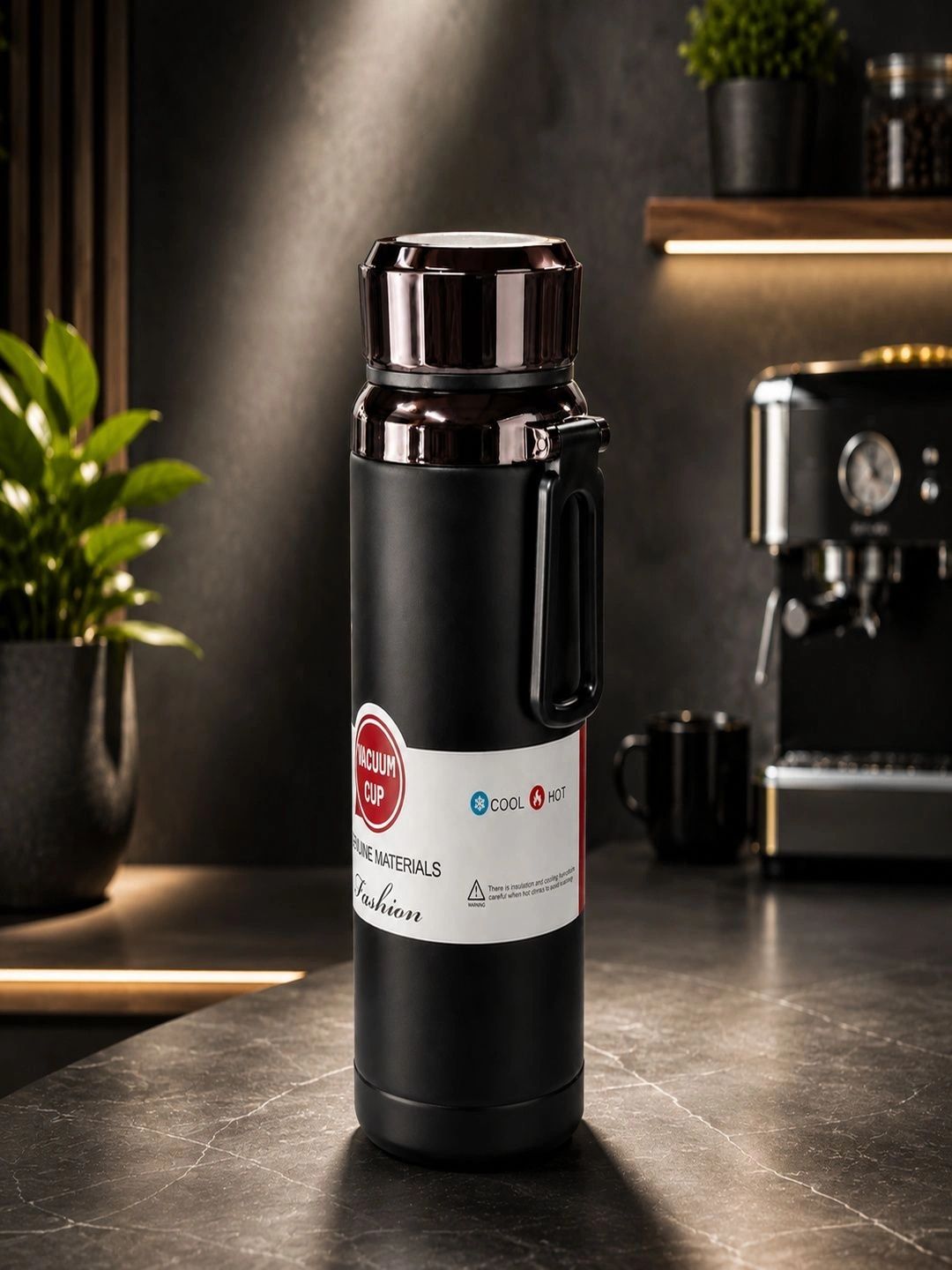 MAAHIL Black & Brown Single Stainless Steel Solid Smart Vacuum Water Bottle-image-20