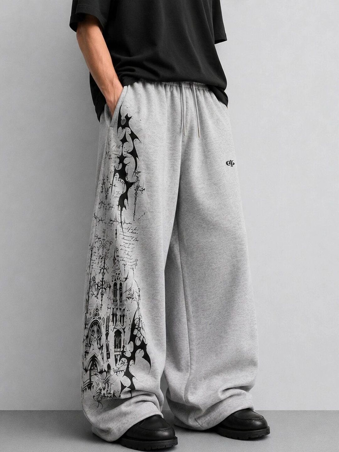 GENRAGE Men Baggy Graphic Print Track Pants-picture-23