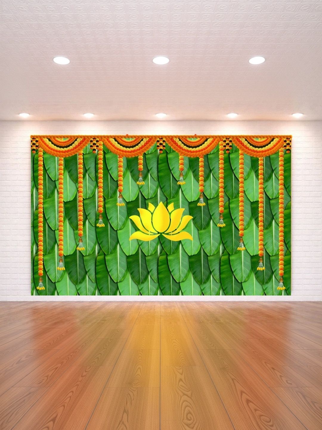 DHARA CREATION Green & Yellow Printed Festive Backdrop Decor-picture-26