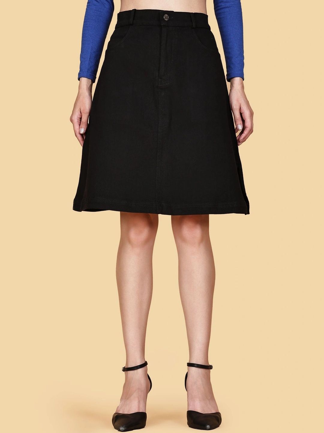 Chemistry Women Denim Knee Length A-Line Skirt-picture-19