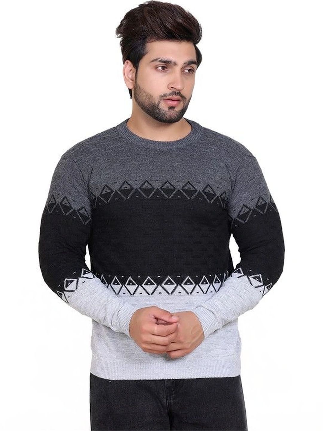 Grand Line Men Colourblocked Pullover-picture-34