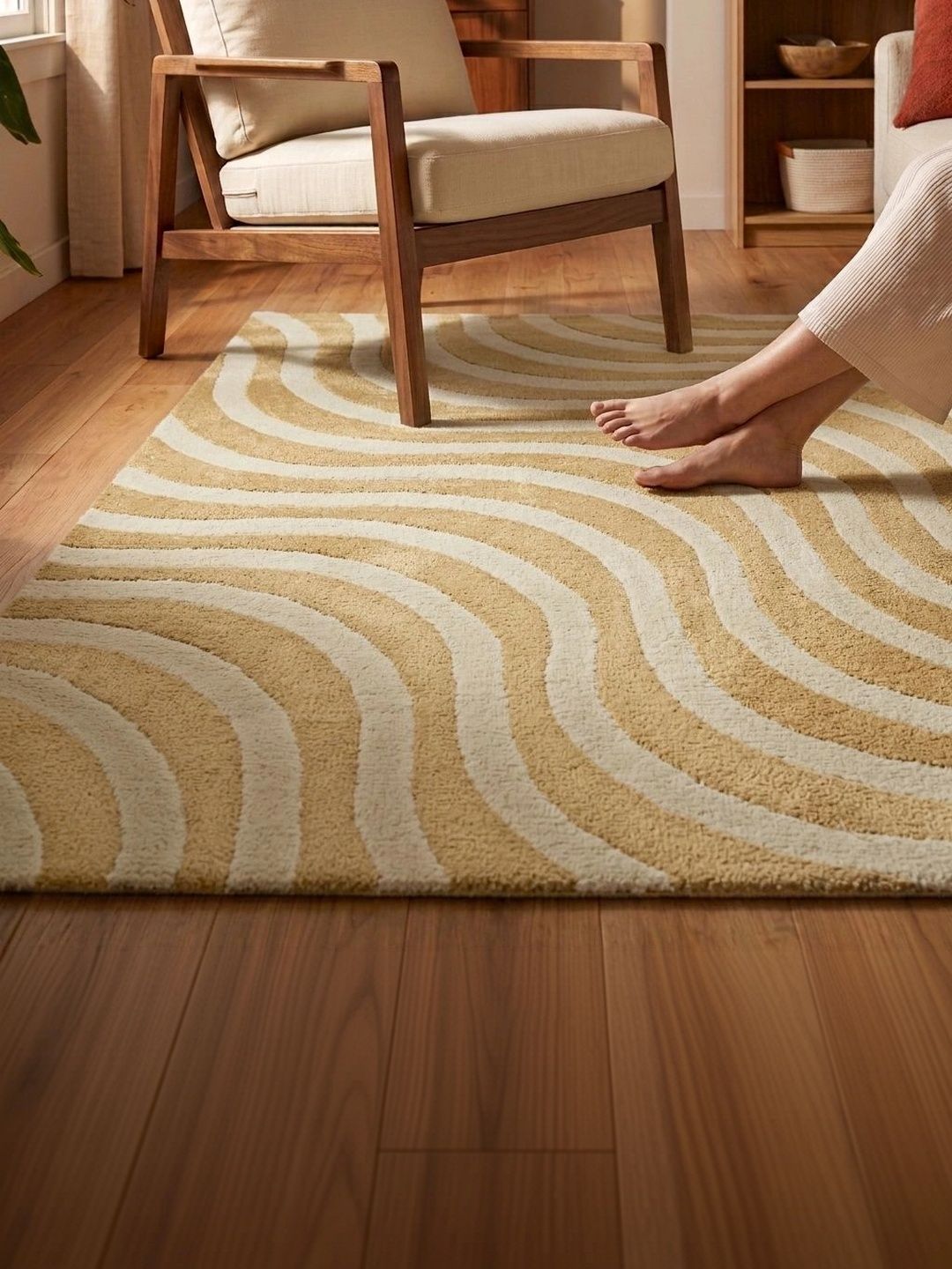 Saral Home Beige Geometric Polyester Carpet-picture-40