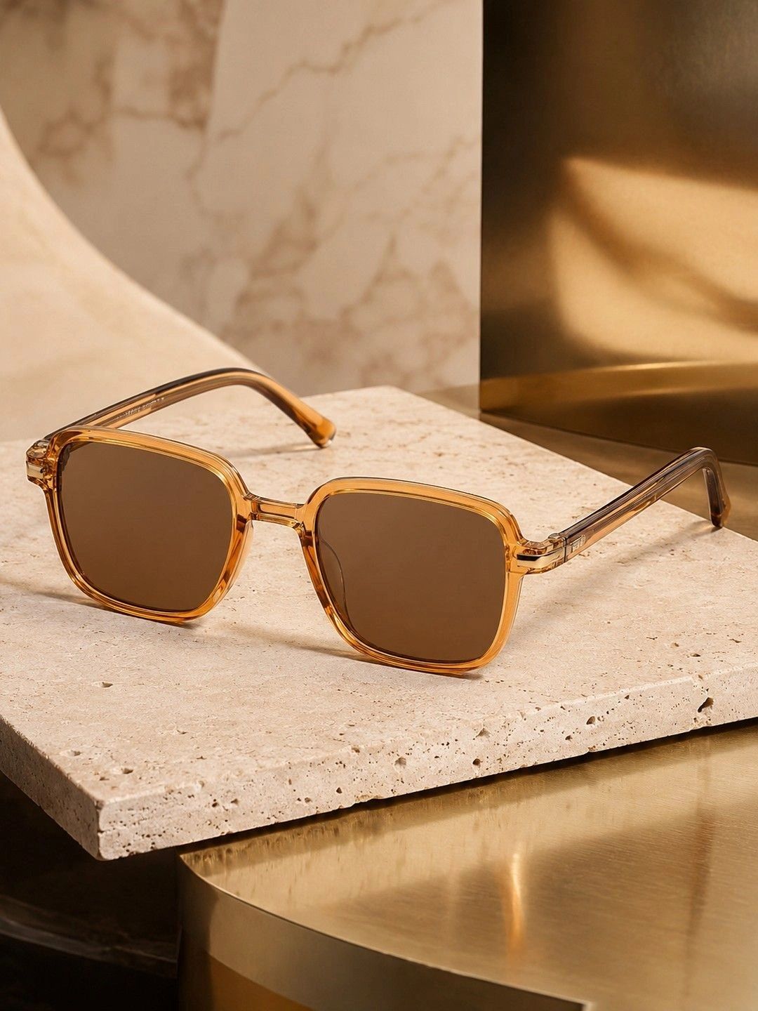 Moda Rapido Unisex Brown Lens & Yellow Rectangle Sunglasses with-image-35