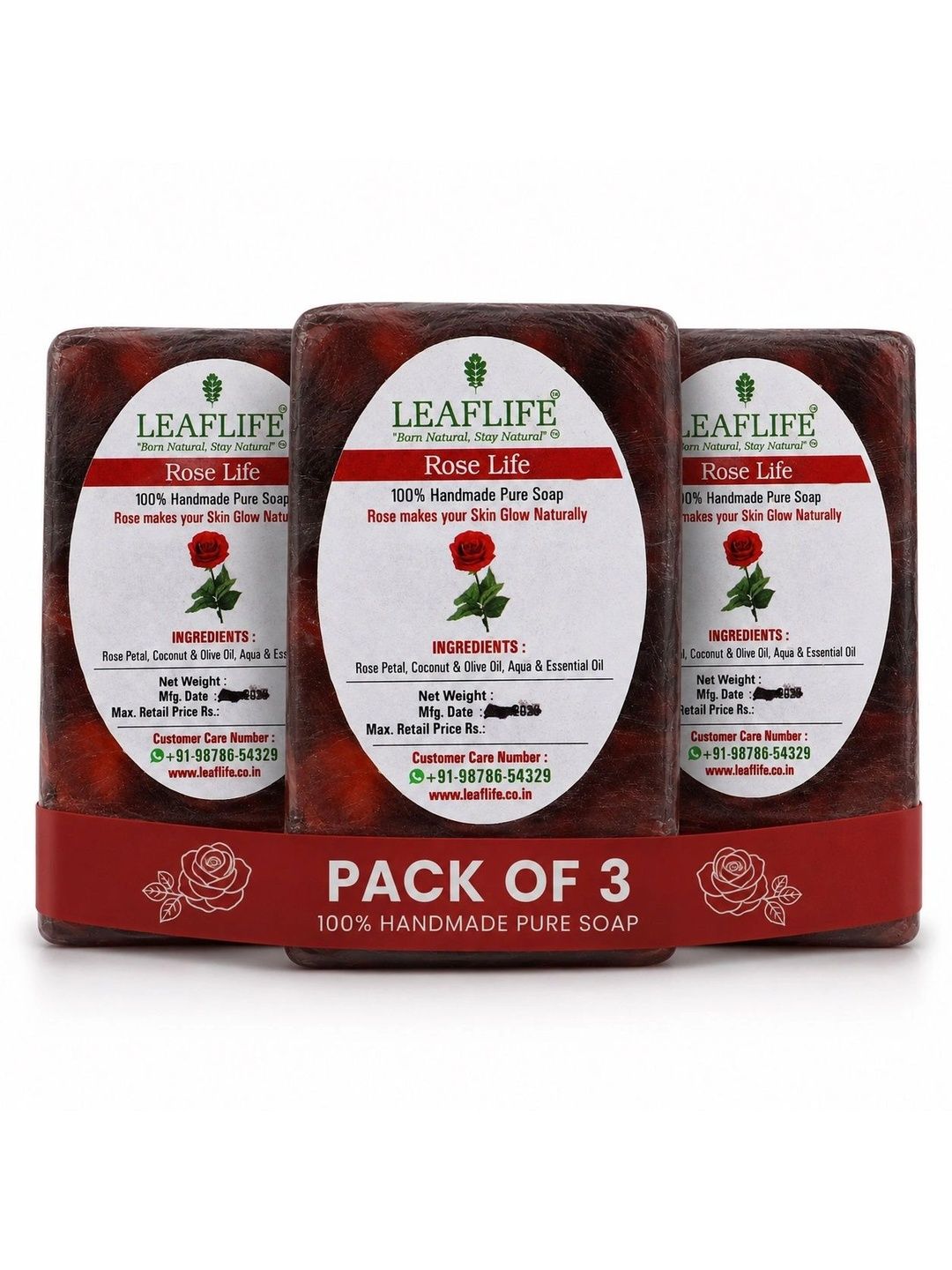 LEAFLIFE Set Of 3 Handmade Rose Life Soap - 100 g Each-picture-49