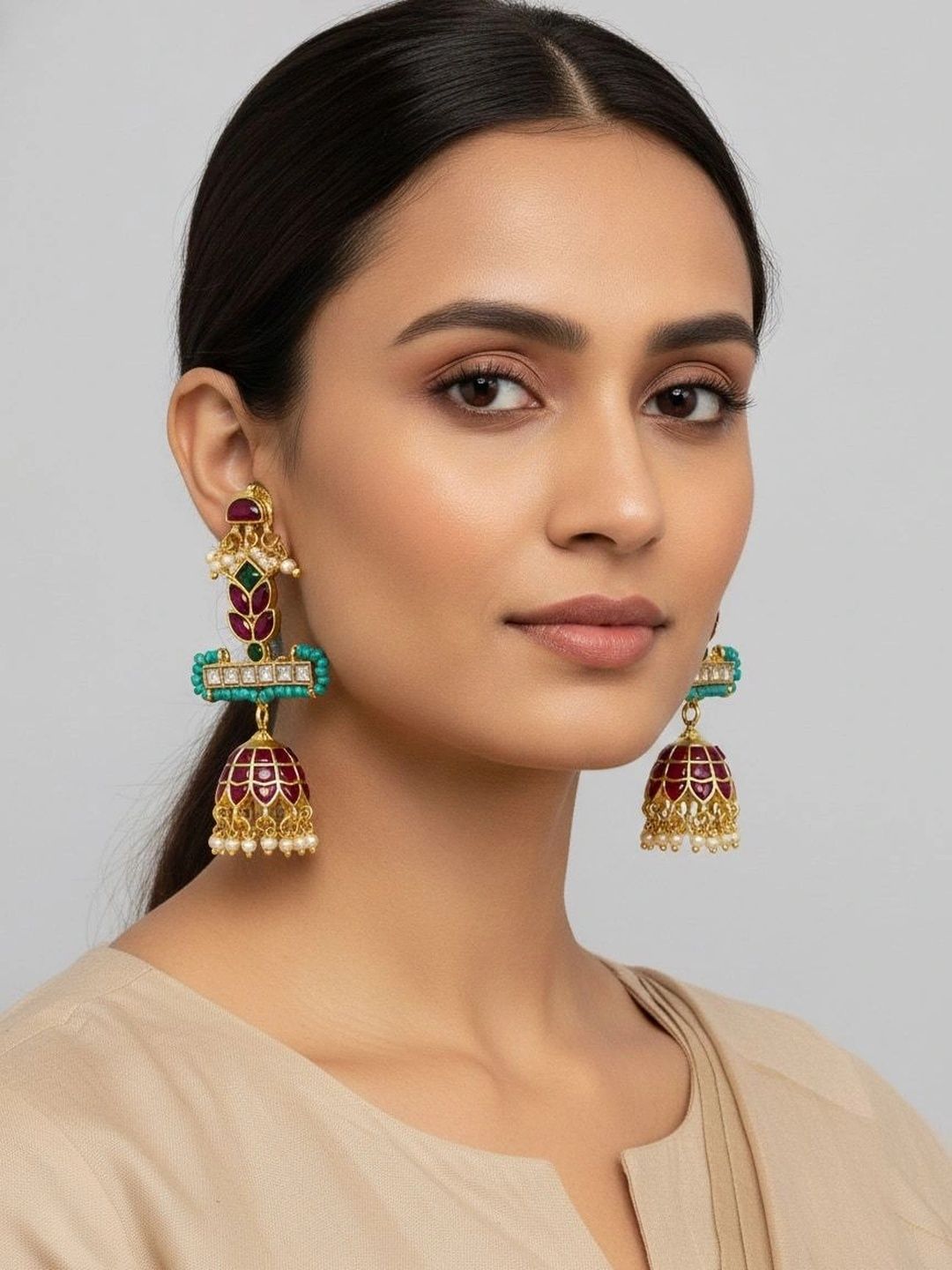 9ROCK Floral Jhumkas Earrings-image-48
