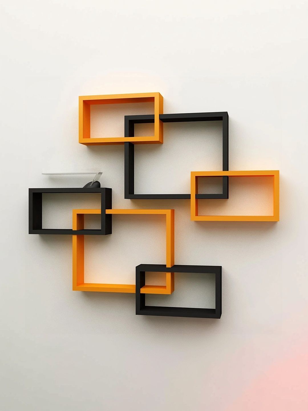 TFS TRADERS Orange & Black MDF Wall Shelf with Keyholders-picture-21