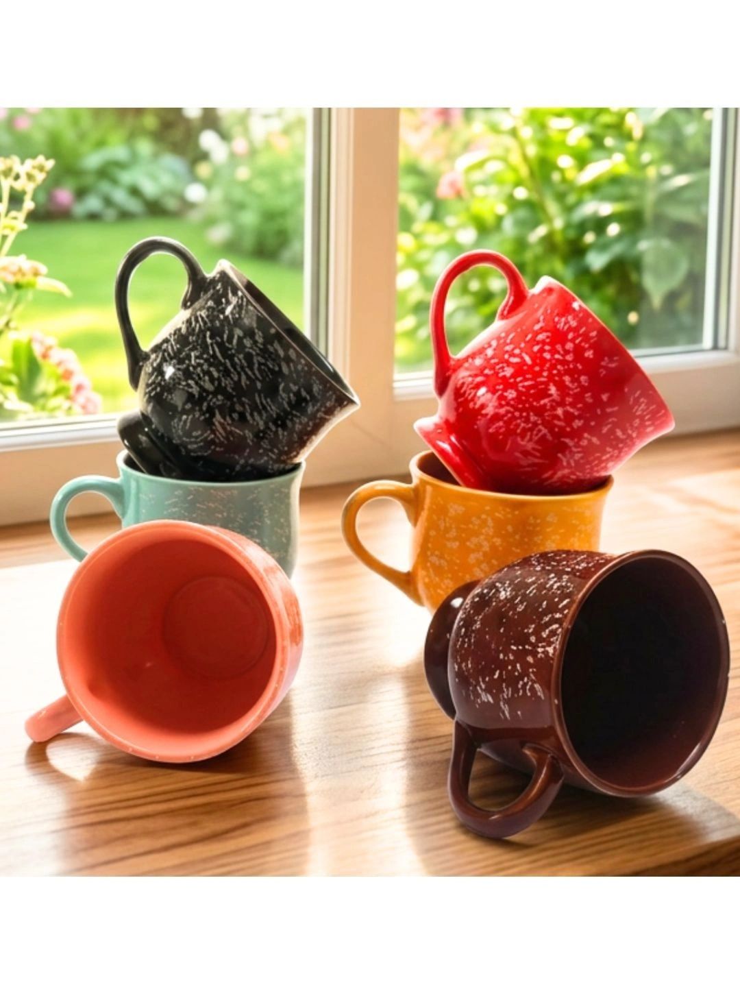 Love Unlimited Multicoloured Printed Solid Ceramic Glossy Cups Set of Cups and Mugs-picture-47