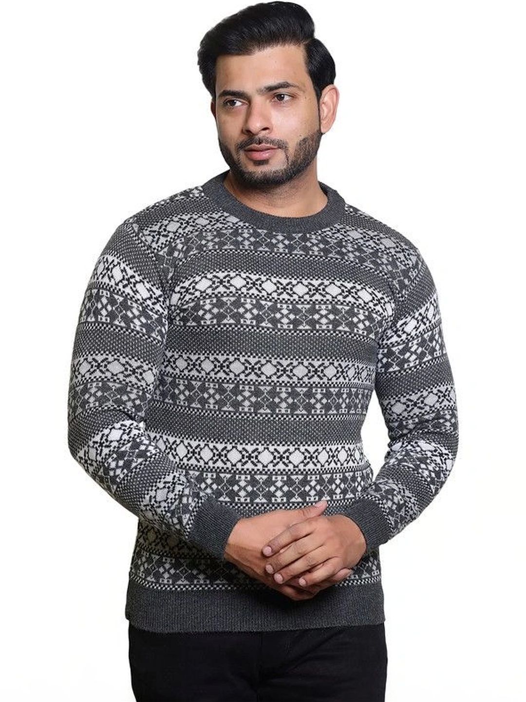 Grand Line Men Fair Isle Printed Pullover-picture-56