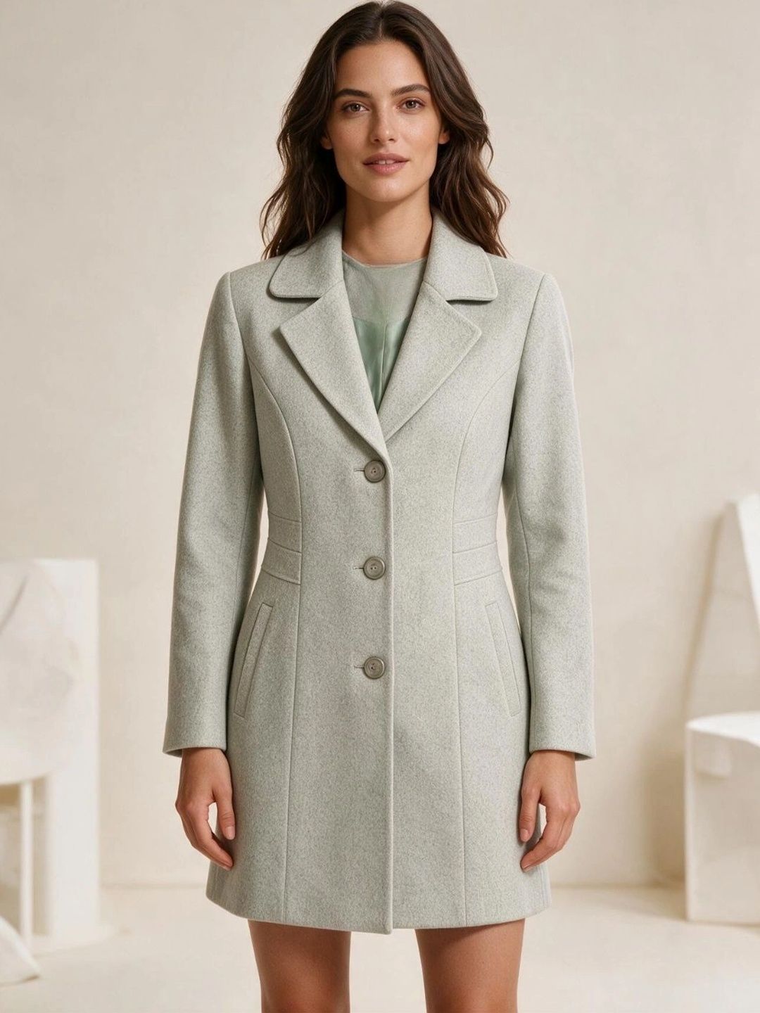 TROO BLUE Single Breasted Notched Lapel Collar Overcoat-picture-18