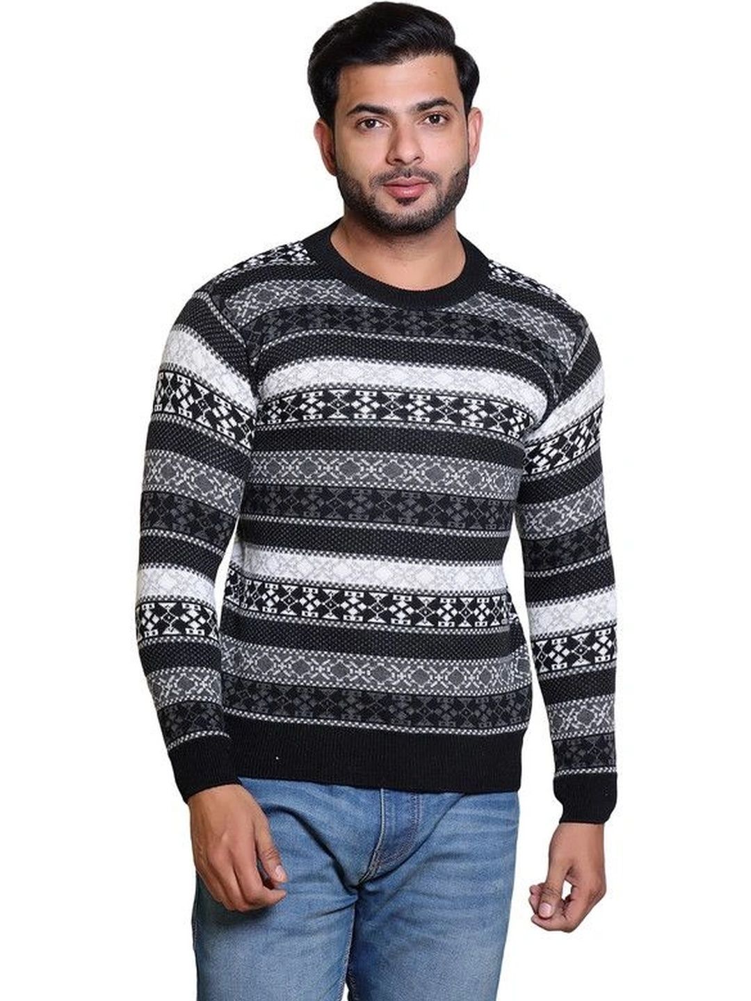 Grand Line Men Fair Isle Striped Pullover-picture-35
