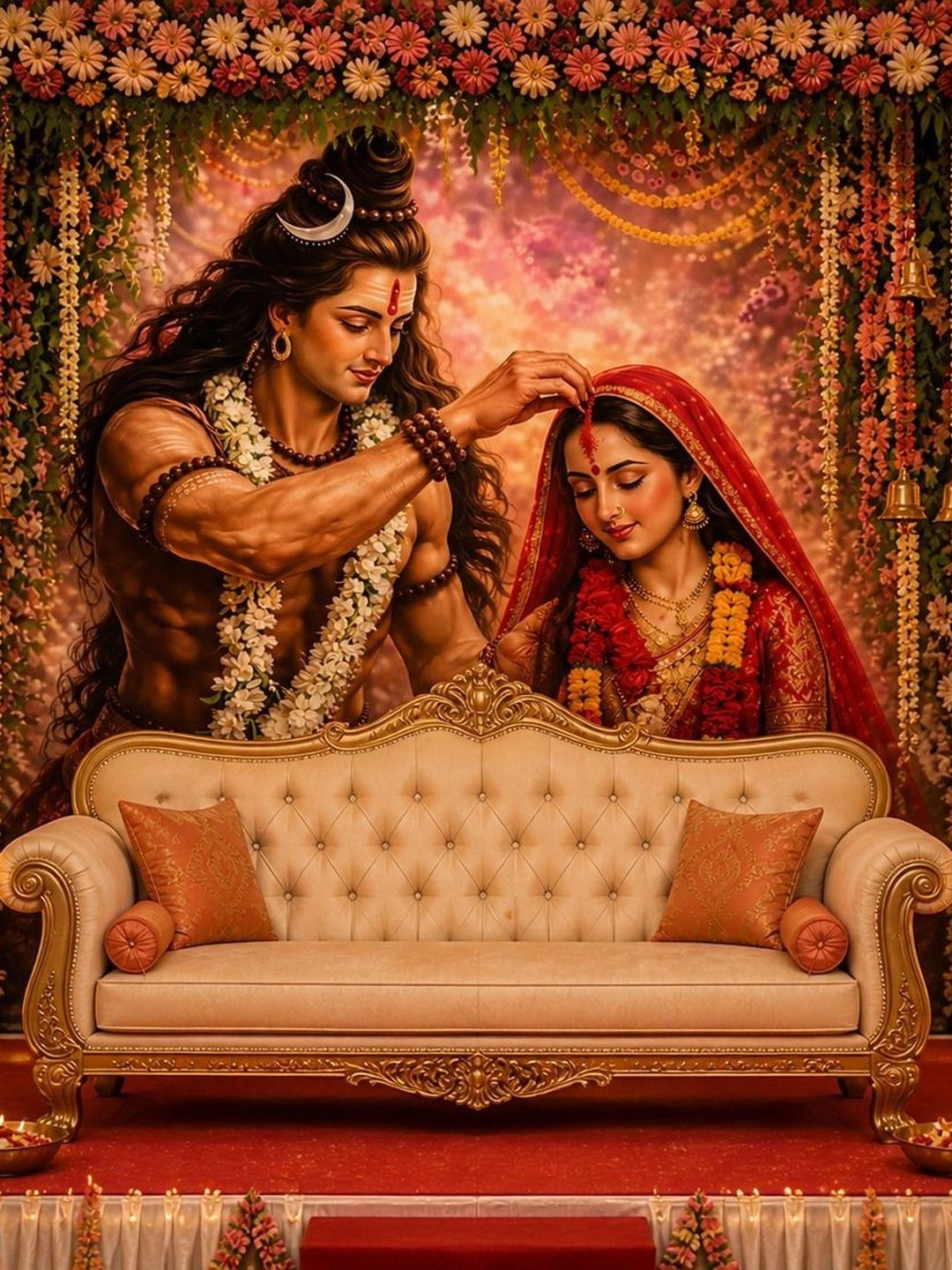 DHARA CREATION Shiv-Parvati Printed Wall Decor-picture-34