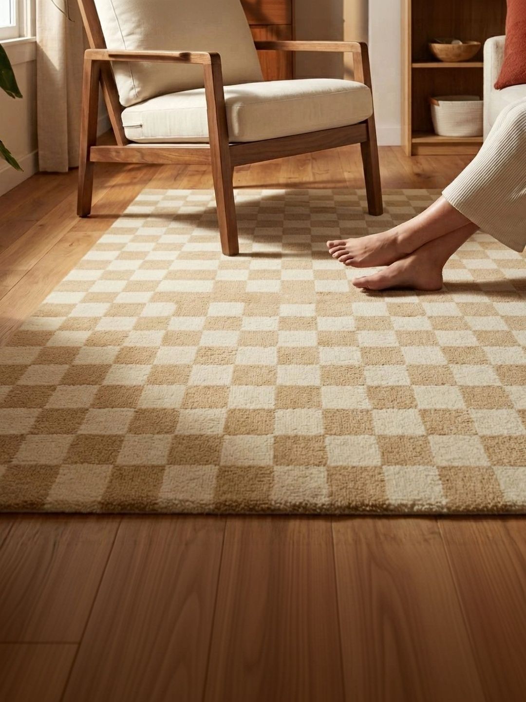 Saral Home Beige Geometric Polyester Carpet-picture-31