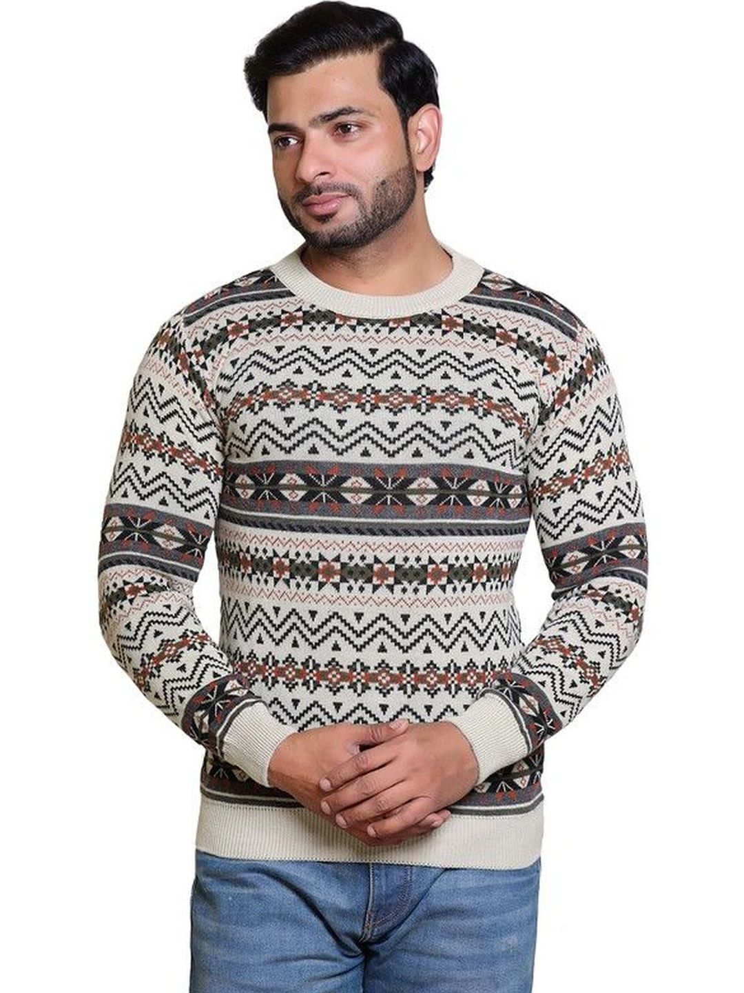 Grand Line Men Fair Isle Printed Pullover-picture-10
