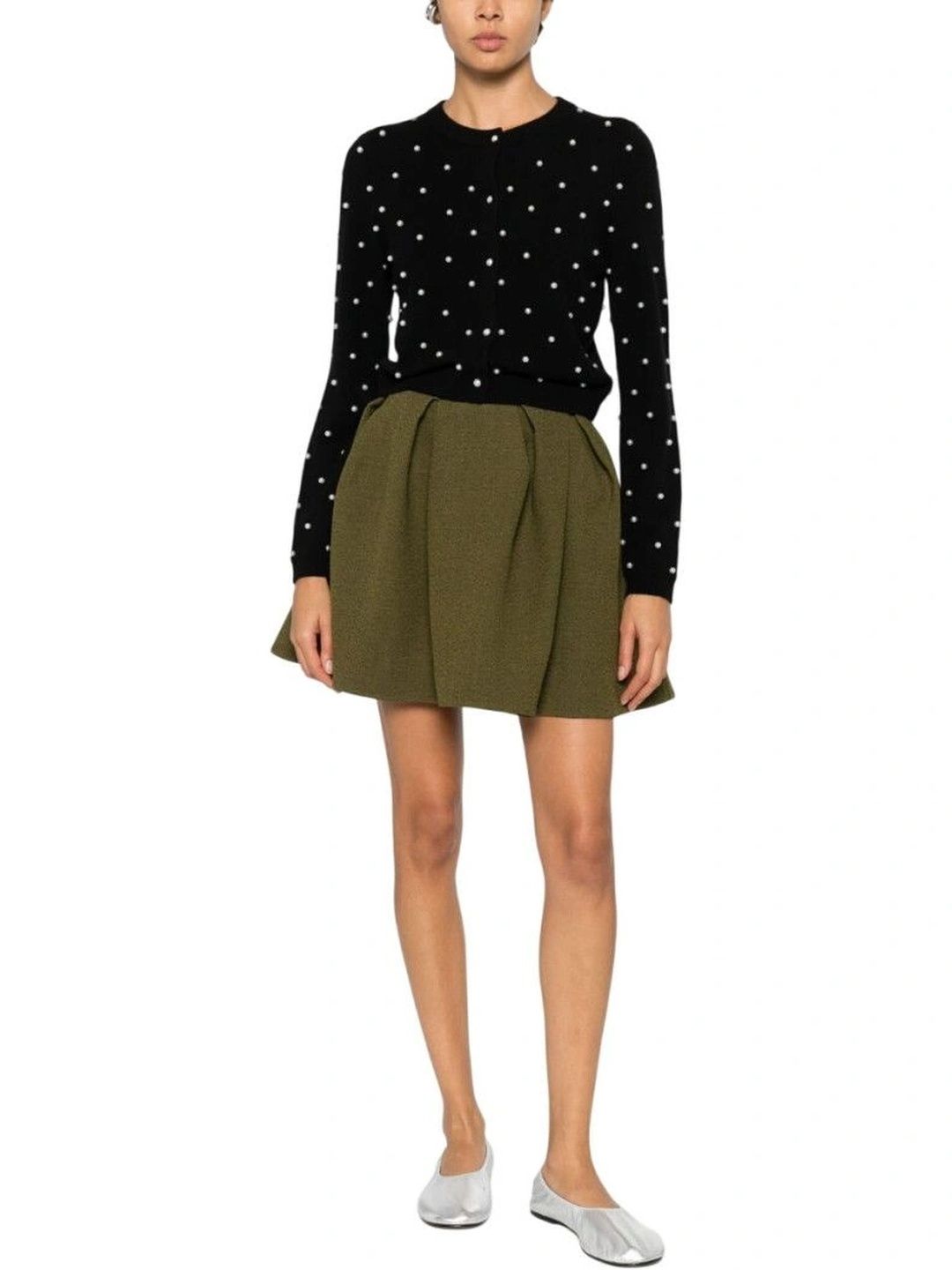 Alice & Olivia Women Woollen Crop Cardigan with Embellished Detail-picture-28