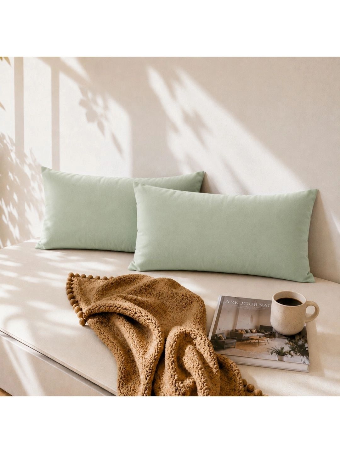 SKANDA FAB 2-Pcs Sea Green Pure Cotton Rectangle Sofa Cushions-picture-13