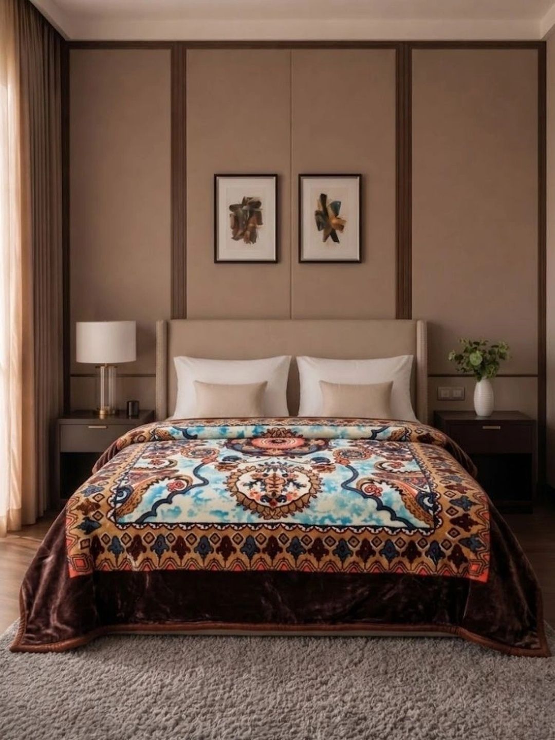 Signature Multicoloured & Brown Ethnic Motifs Heavy Winter Blanket-image-15