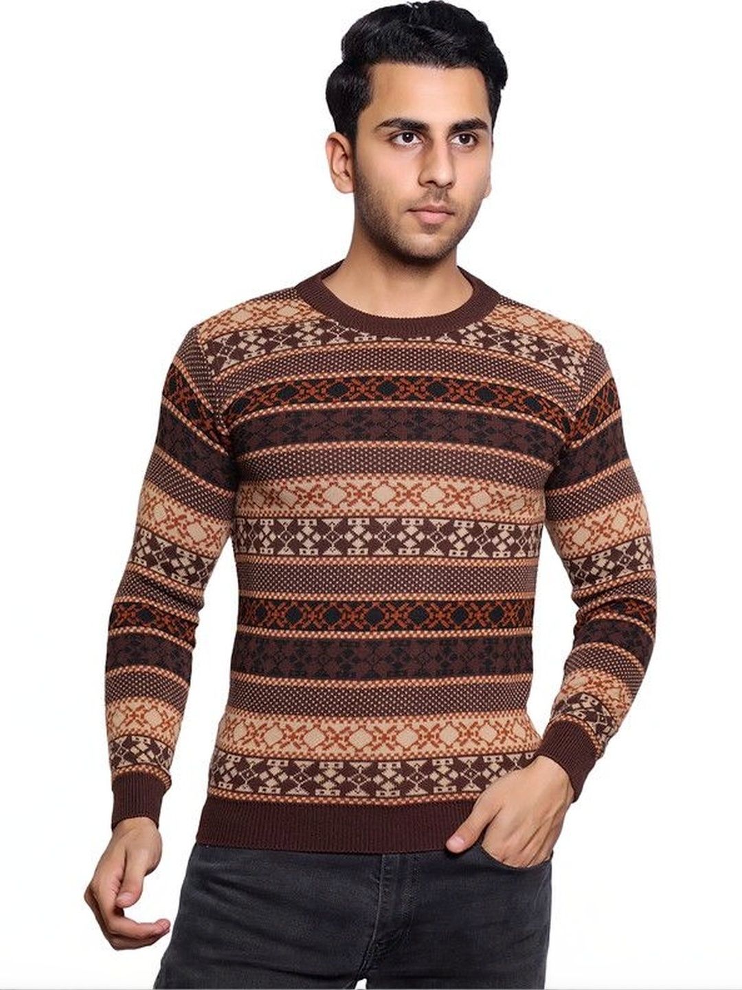 Grand Line Men Fair Isle Printed Pullover-picture-12