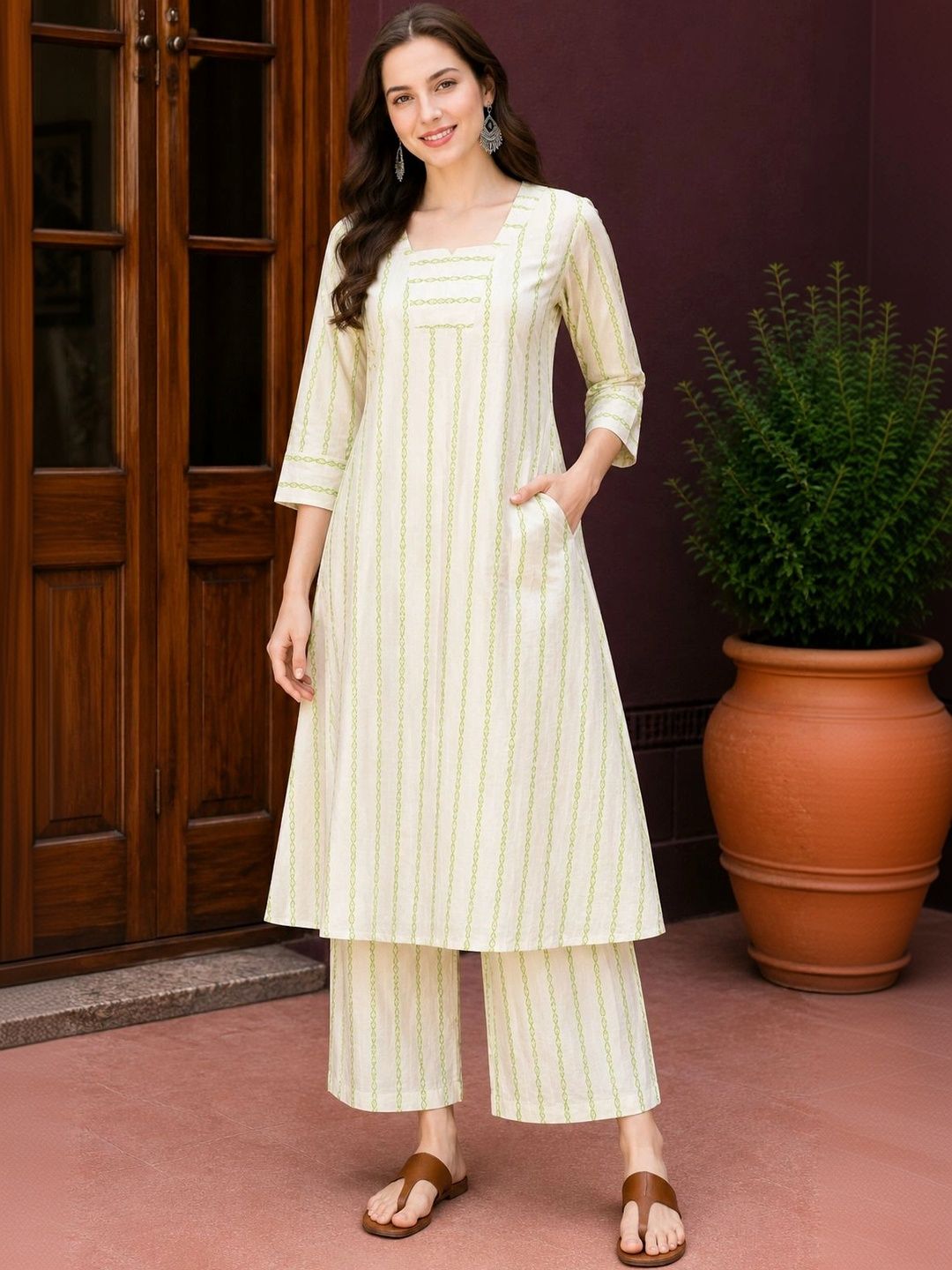HIVA TRENDZ Women Printed Regular Pure Cotton Kurta with Trousers-picture-34