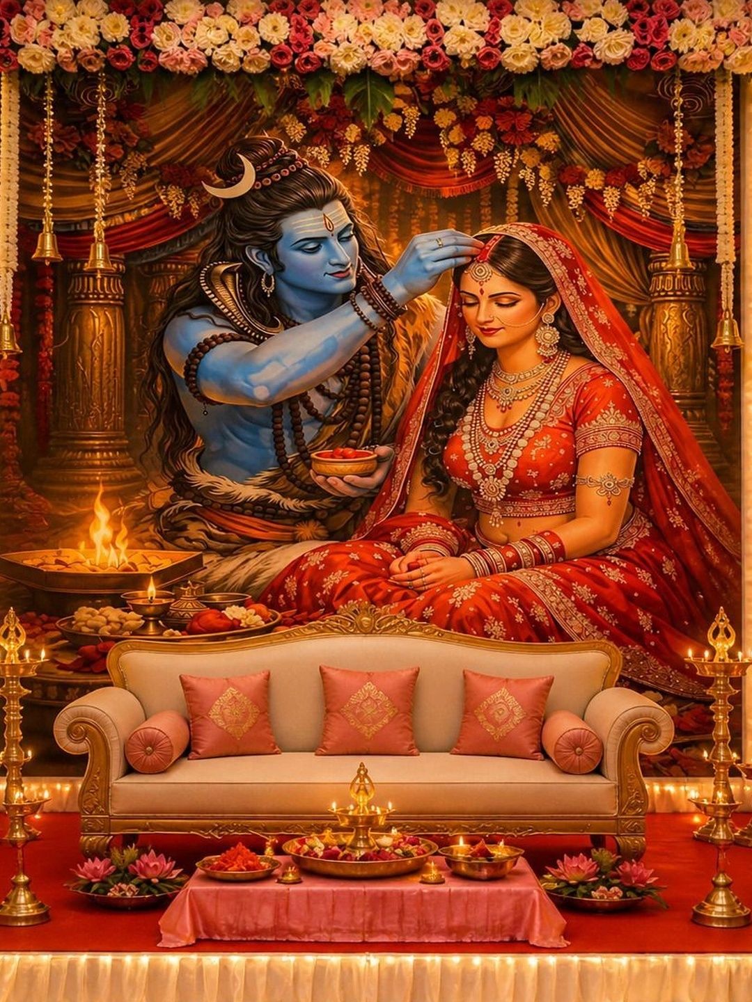 DHARA CREATION Shiv-Parvati Printed Wall Decor-picture-26