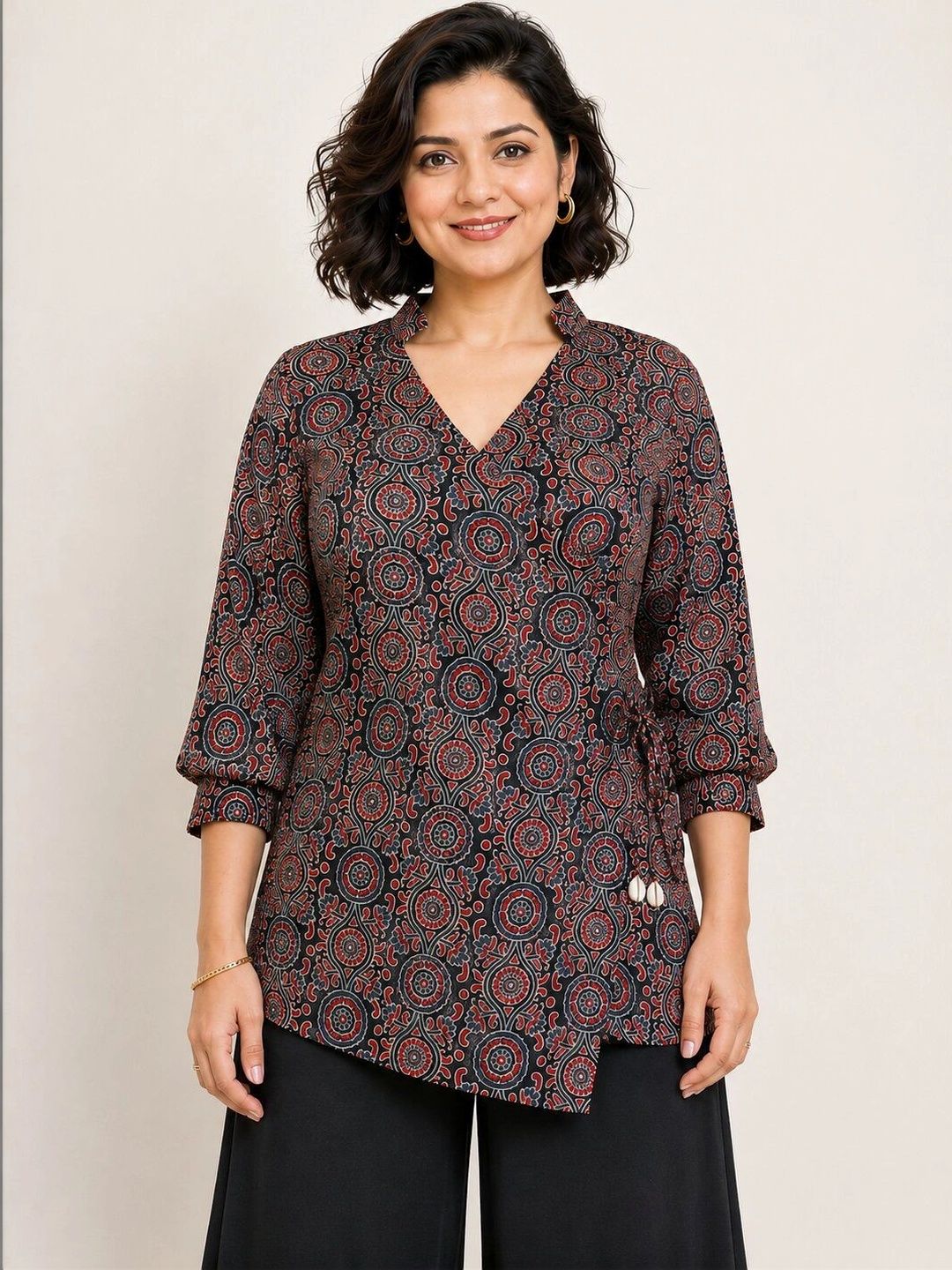 Kavitas'Cocktails Print Ethnic Modal Silk Wrap Top-picture-50