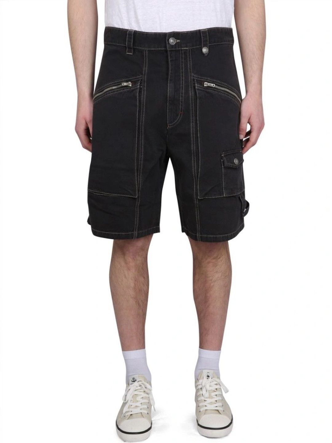 Isabel Marant Men High-Rise Denim Cargo Shorts-picture-31