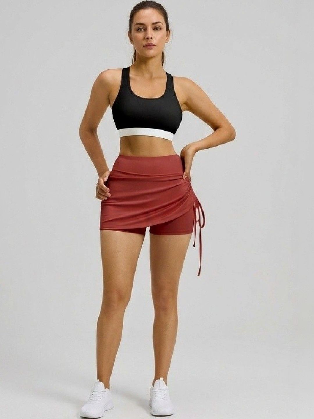 ENRIZZ Women Ruched Mini Skorts Skirt-picture-44