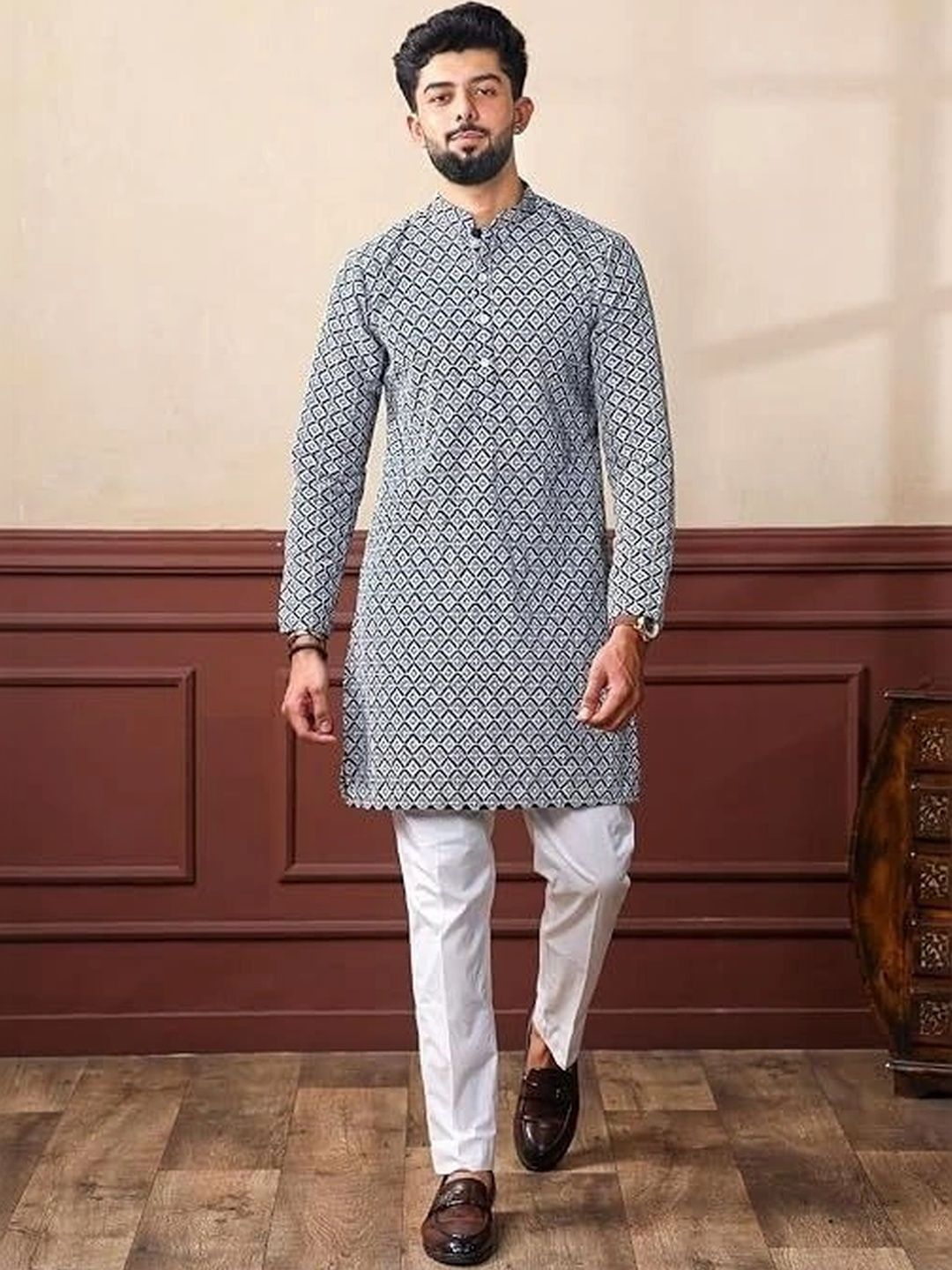 Shiv Leela Men Geometric Printed Kurta-picture-22