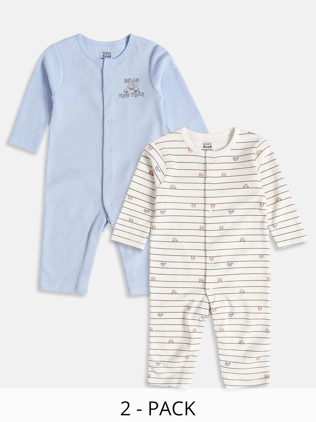 MINI KLUB Infant Boys Pack of 2 Cotton Rompers-picture-26