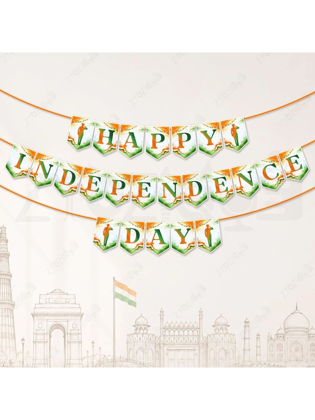ZYOZI 2-Pcs Green Glossy Reusable Festive Decor - Happy Independencee Day Decorations Kit-picture-47