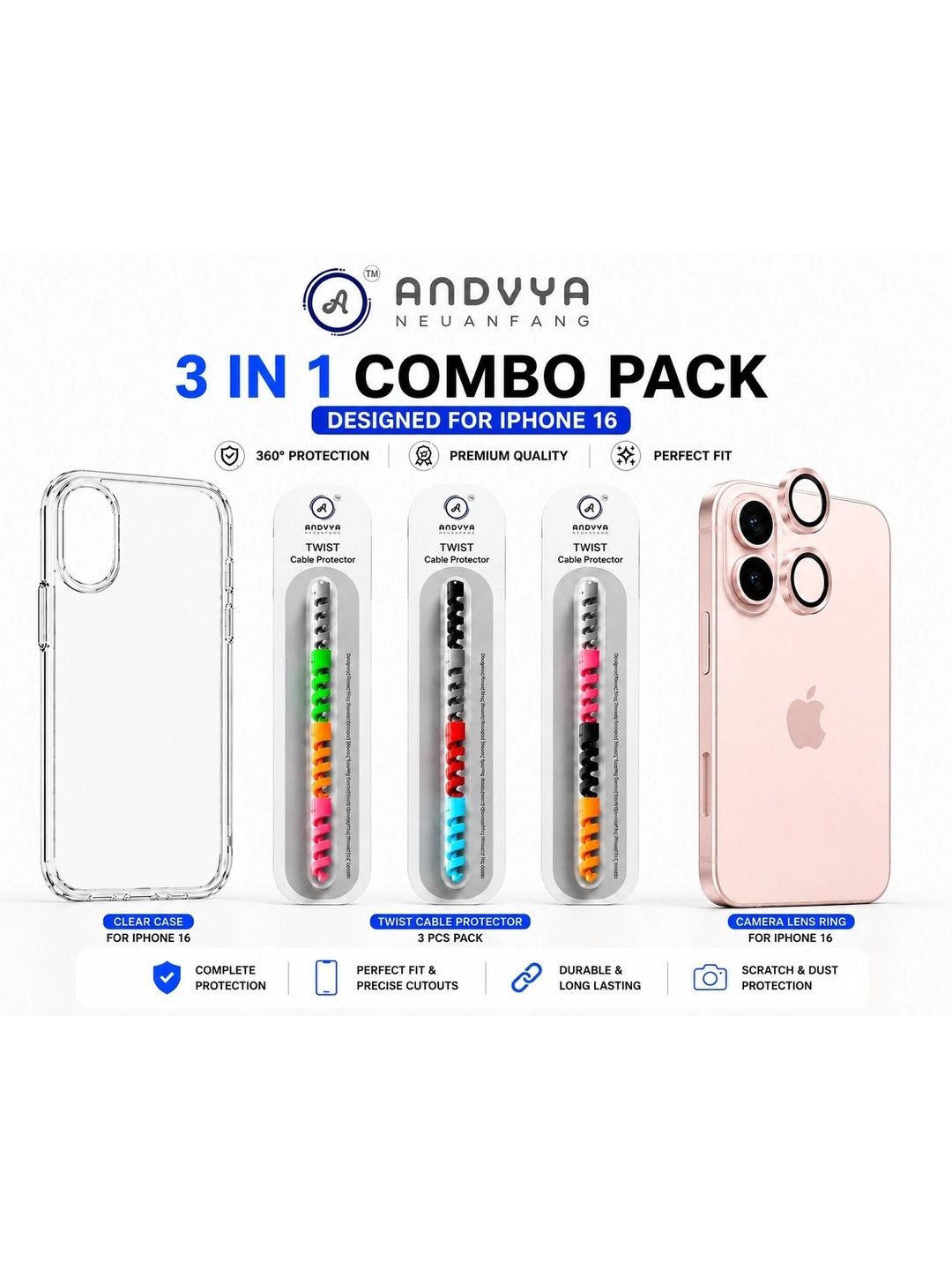 ANDVYA Solid Printed iPhone 16 Back Case Mobile Accessories-image-30