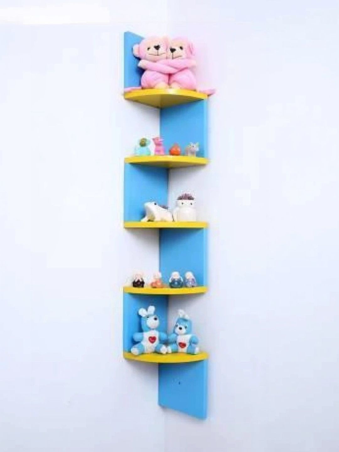 TFS TRADERS Blue & Yellow MDF Corner Wall Shelf-image-49
