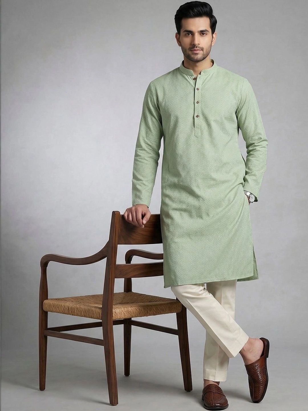 Ramraj Men Geometric Handloom Kurta-picture-32