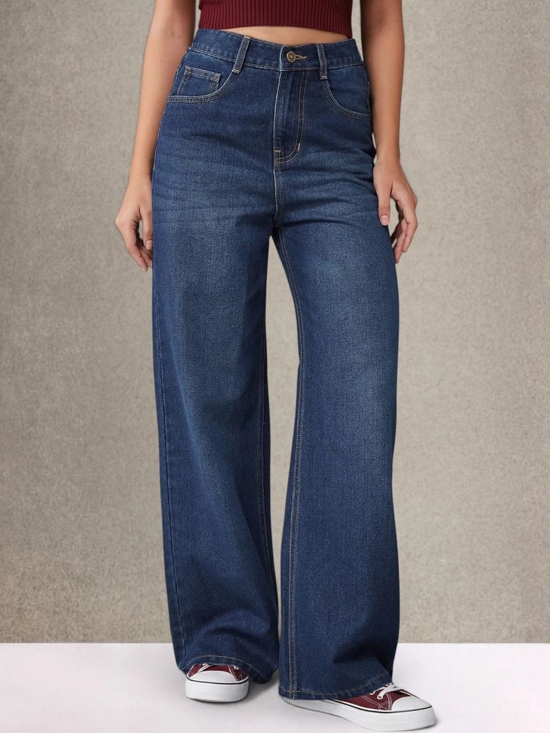 DOLCE CRUDO Women Wide Leg High-Rise Jeans-picture-31