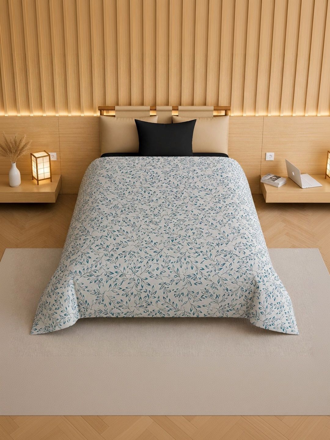 TINDLER KNOTS Lavender & Turquoise Blue Floral Printed Single Duvet Cover-image-46