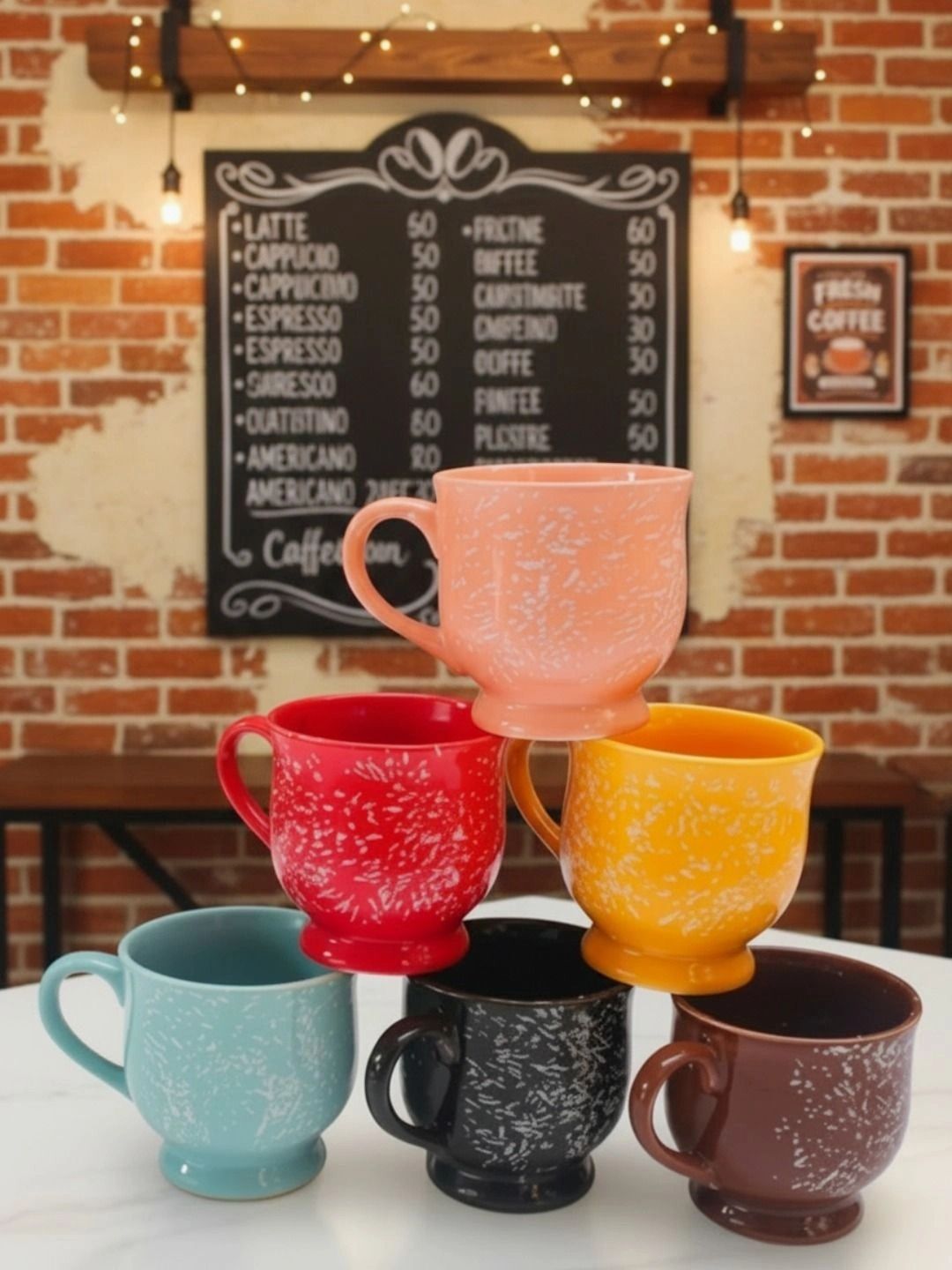 Love Unlimited Multicoloured Printed Solid Ceramic Glossy Cups Set of Cups and Mugs-image-46