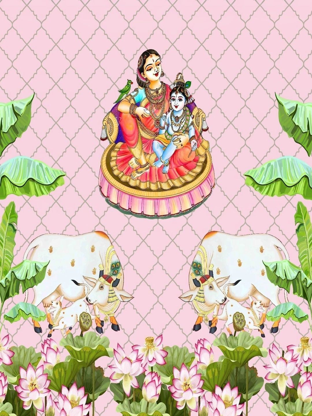 DHARA CREATION Green & Pink Printed Wall Decor-picture-18