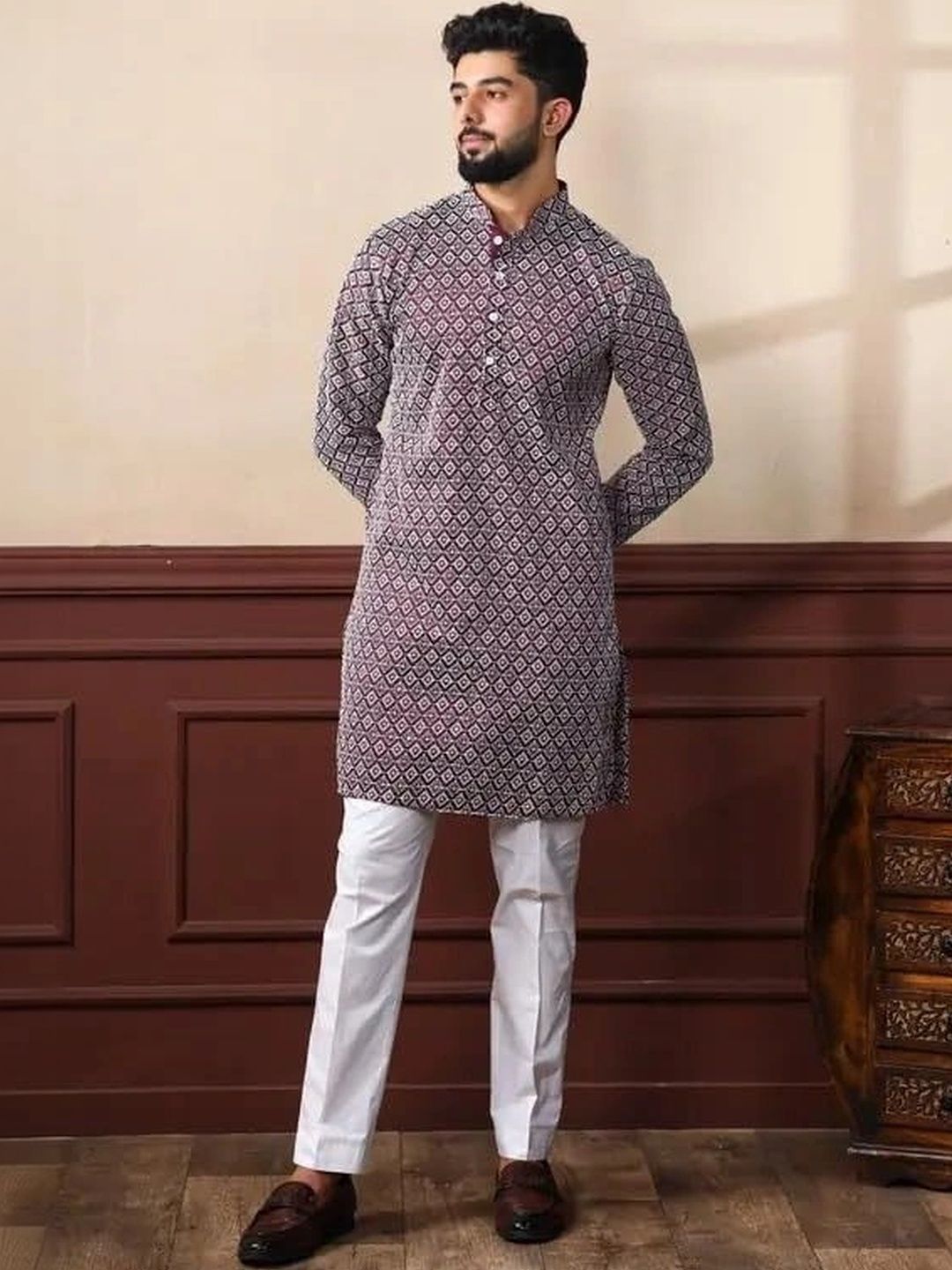 CHIRASVI Men Geometric Printed Kurta-picture-19
