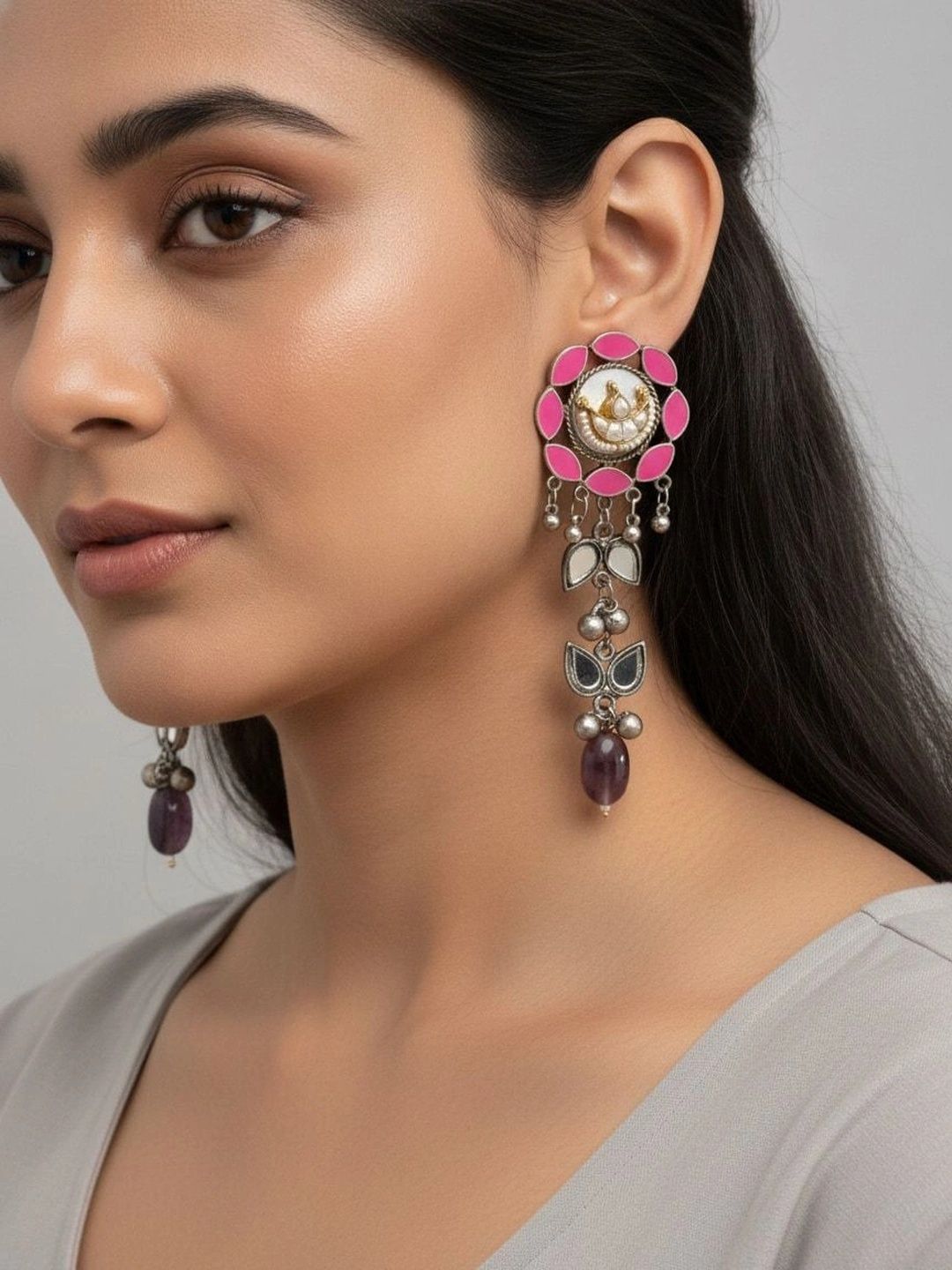 9ROCK Floral Drop Earrings-picture-10