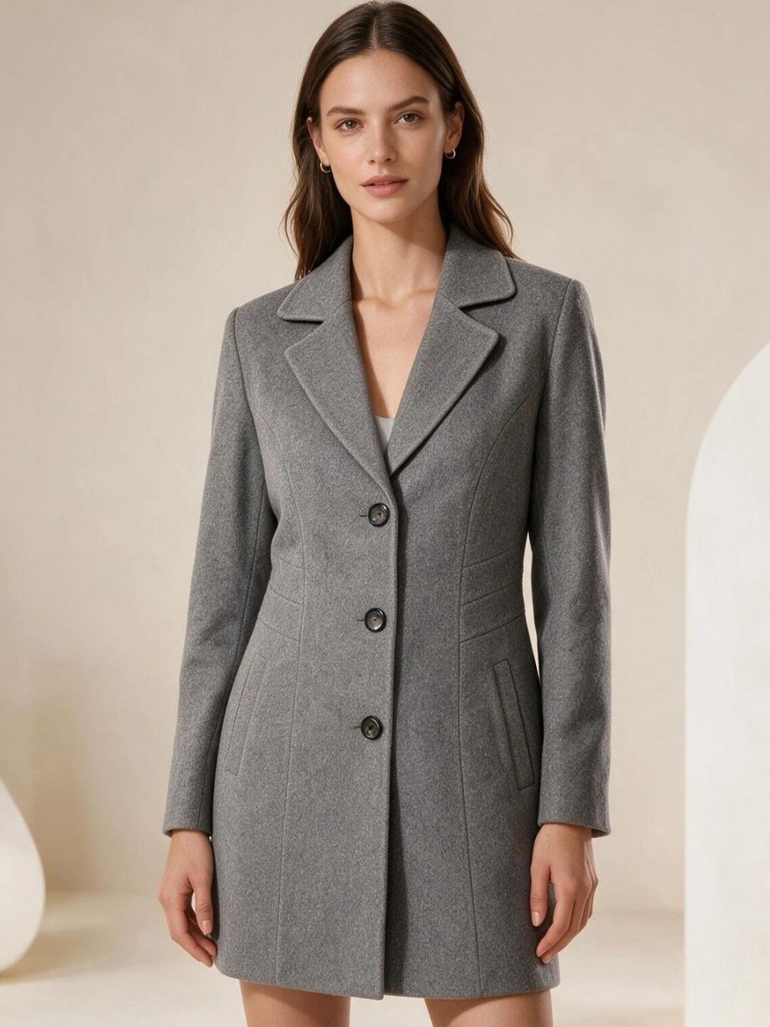 Chemistry Single Breasted Notched Lapel Collar Overcoat-picture-22