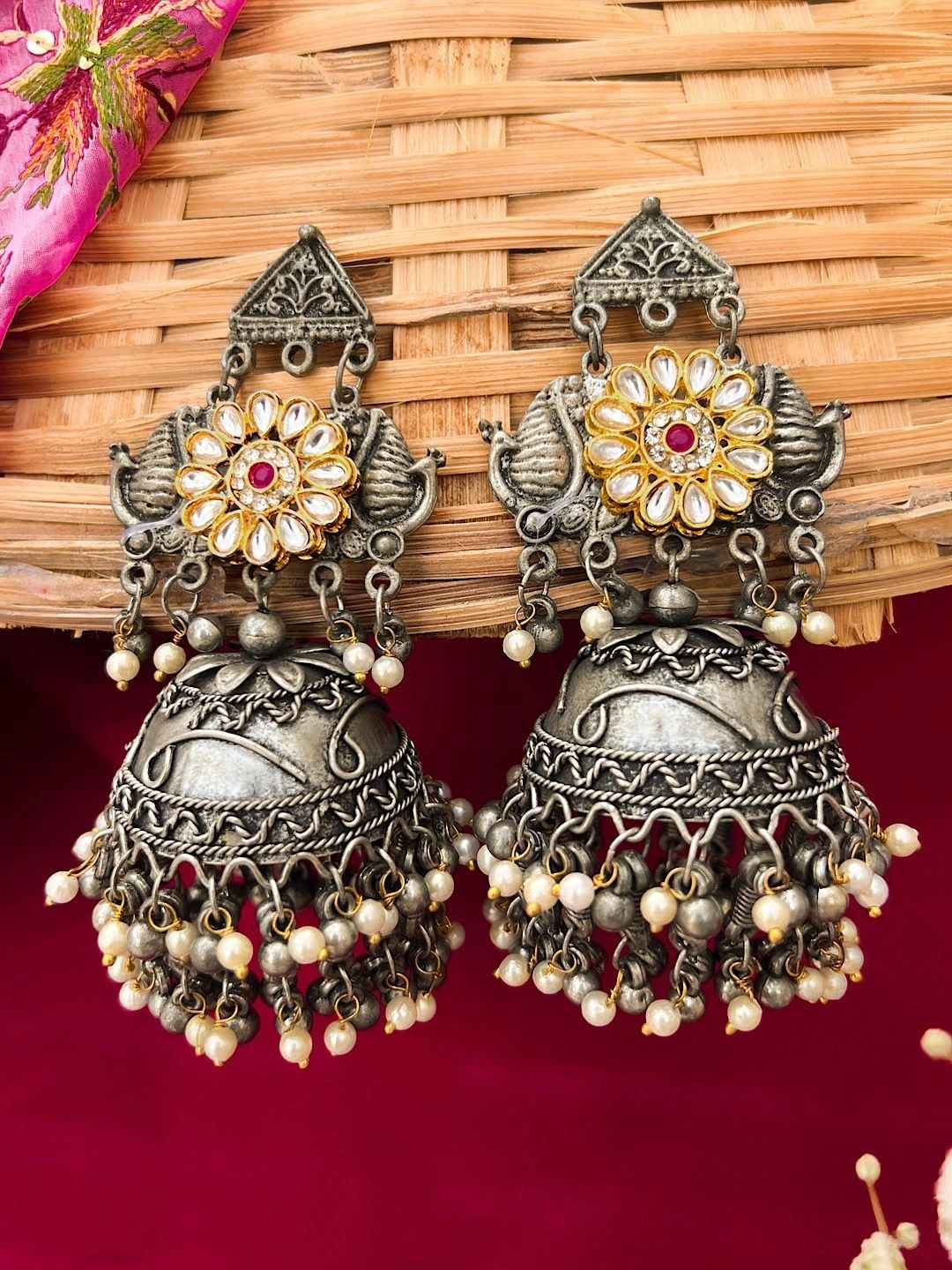 Silverays Accessories Geometric Jhumkas Earrings-image-23