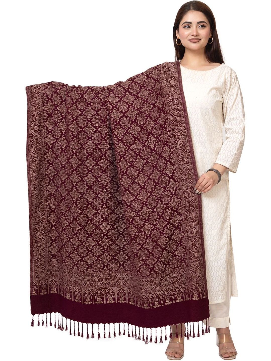 oornika Women Ethnic Motifs Woven Design Shawl-picture-42