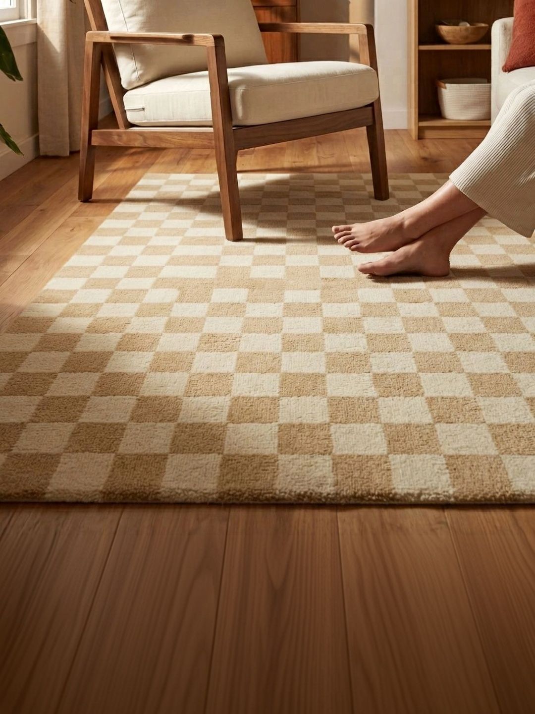 Saral Home Beige Geometric Polyester Carpet-picture-16