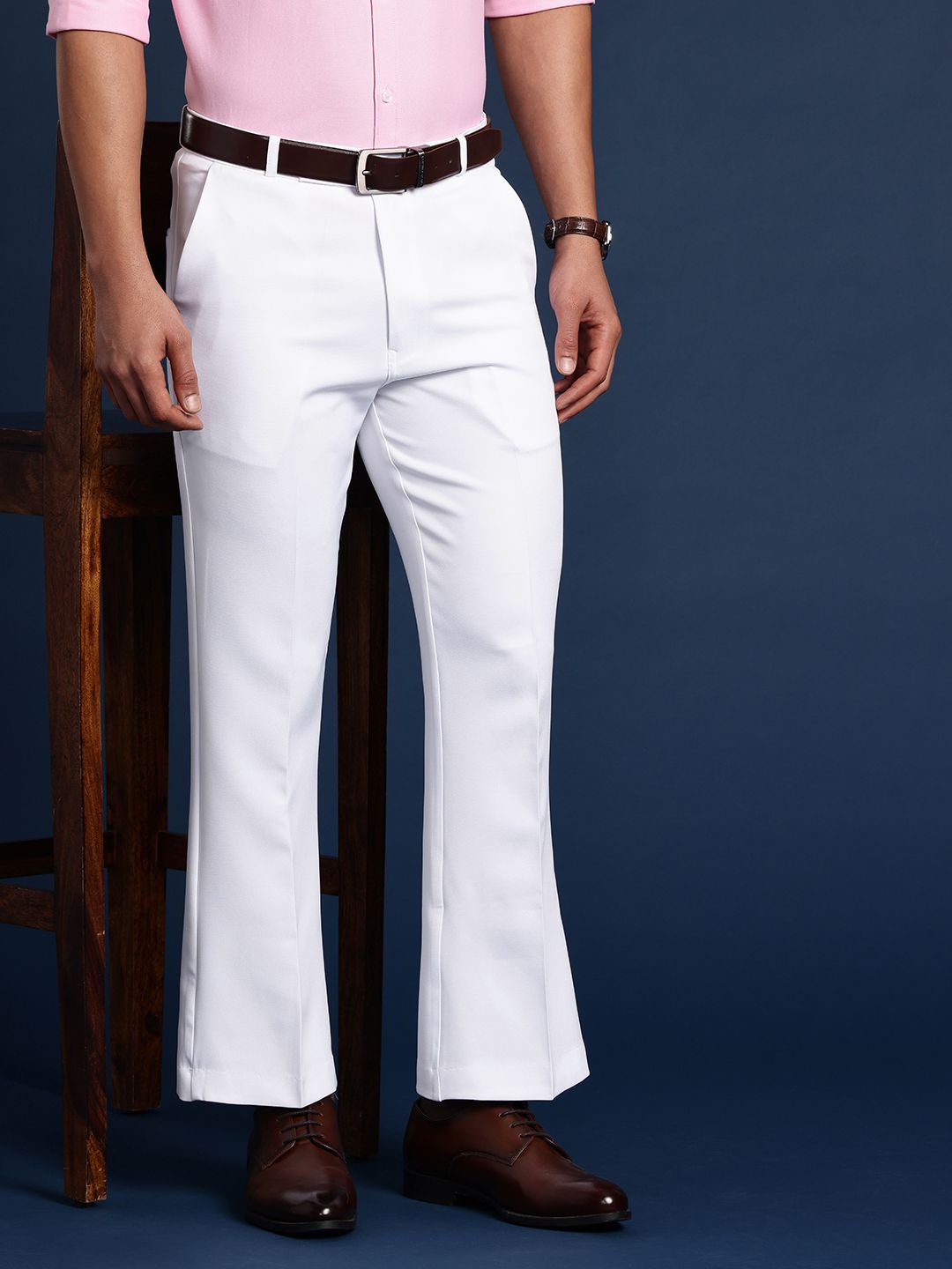 DIVISIVE Men Bootcut Slim Fit High-Rise Formal Trousers-picture-15