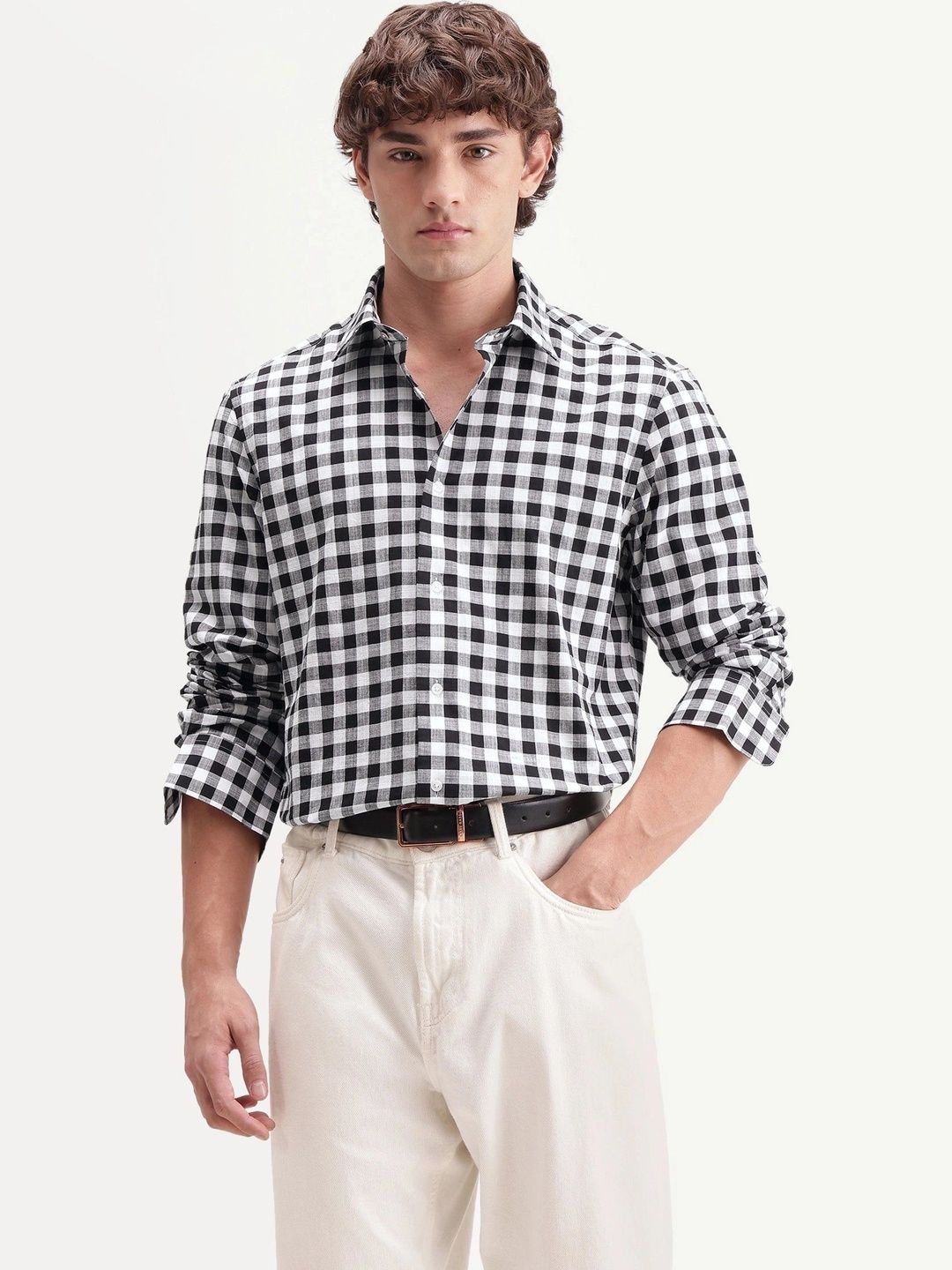 RARE RABBIT Men Gingham Checks Checked Casual Shirt-picture-37